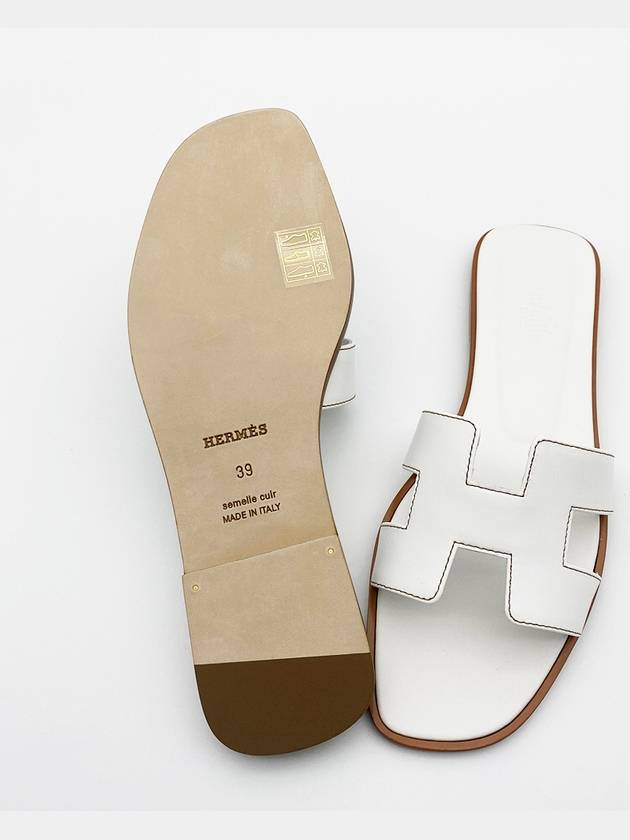 Oran Calfskin Slippers Blanc - HERMES - BALAAN 7