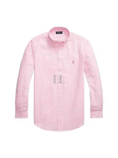 Embroidered Logo Check Long Sleeve Shirt Pink - POLO RALPH LAUREN - BALAAN 2