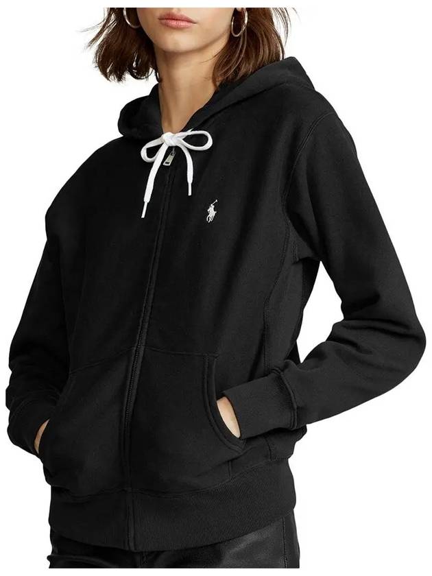 Embroidered Logo Zip Up Hoodie Black - POLO RALPH LAUREN - BALAAN 2