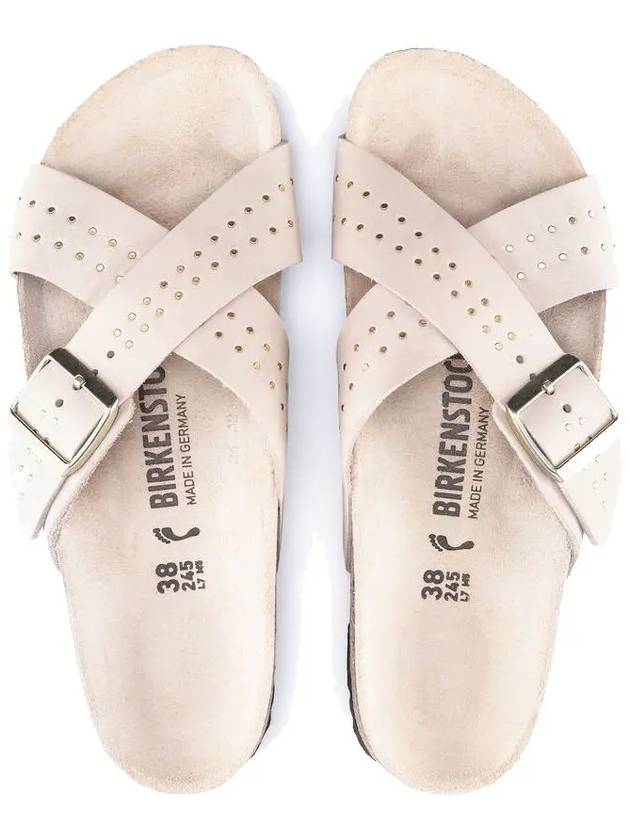 Sienna Nubuck Leather Slippers Light Rose Rivets - BIRKENSTOCK - BALAAN 3