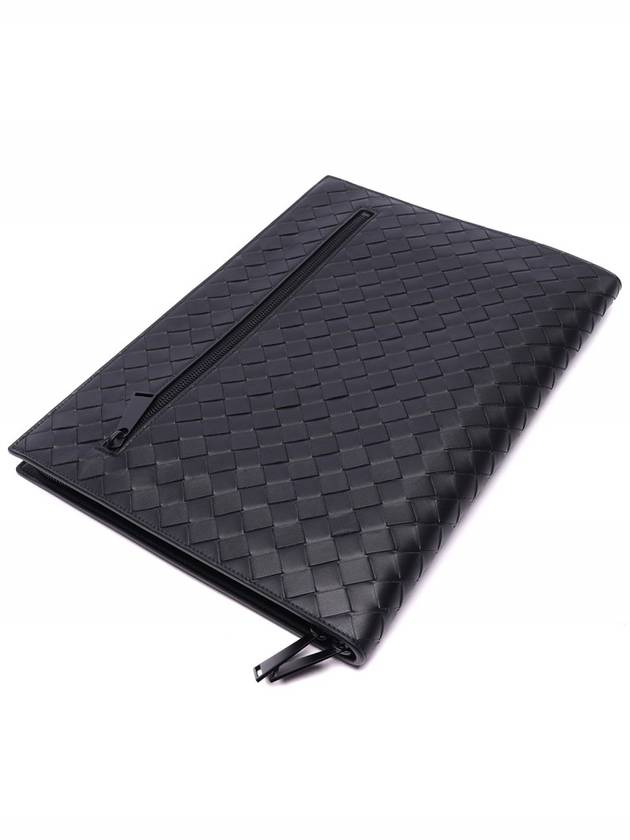 Intrecciato Document Clutch Bag Black - BOTTEGA VENETA - BALAAN 6