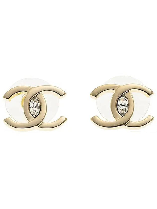 CC Logo Crystal Earrings Gold - CHANEL - BALAAN.