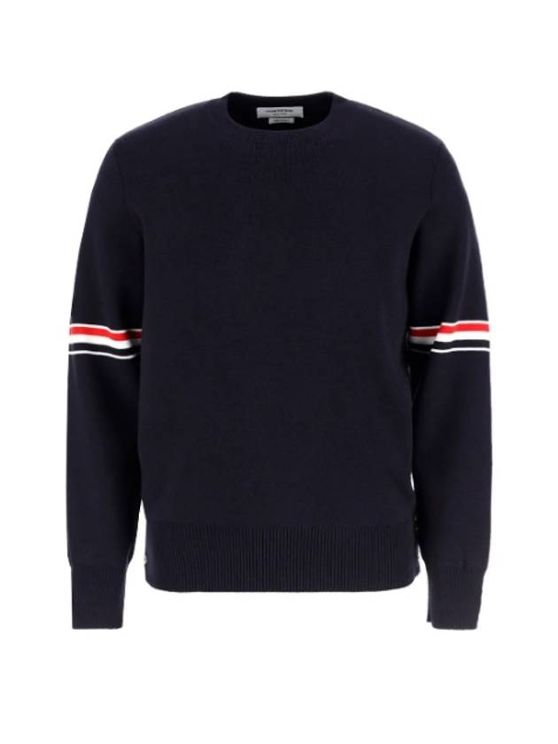 Men's Milan Stitch Armband Crew Neck Knit Top Navy - THOM BROWNE - BALAAN 2