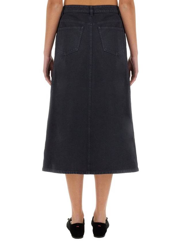 Button Georgia Denim Midi A Line Skirt Dark Navy - A.P.C. - BALAAN 4