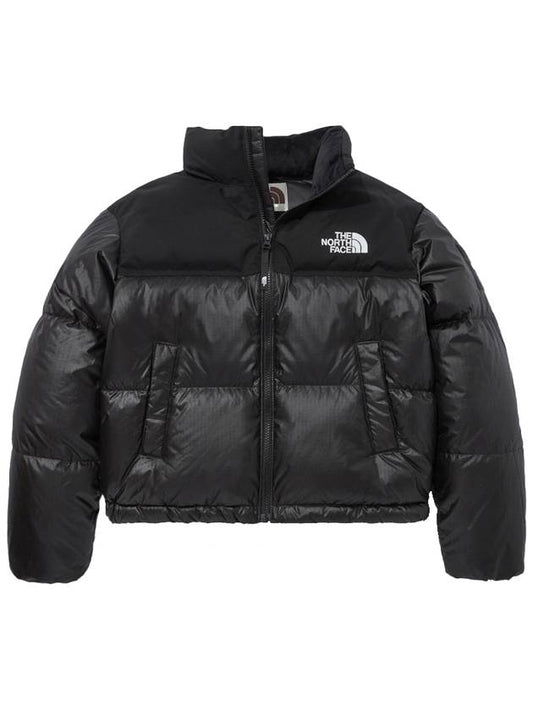 The Women's Novelty Nuptse Down Crop Short Padded Jacket Black - THE NORTH FACE - BALAAN.