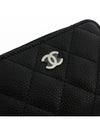 Classic Zipped Coin Purse Grained Calfskin Silver Black - CHANEL - BALAAN 6