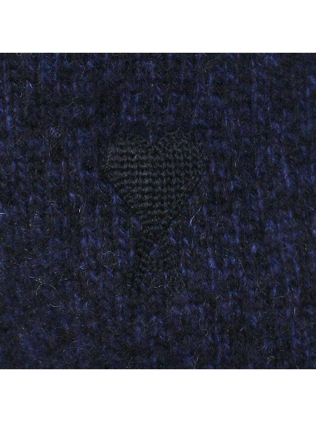 Embroidered Logo Cashmere Wool Turtleneck Blue - AMI - BALAAN 7