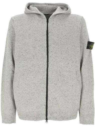 Logo Patch Wool Zip-Up Hoodie Grey - STONE ISLAND - BALAAN 1