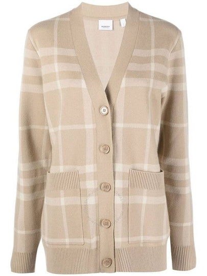 Check Pattern Buttoned Cardigan Beige - BURBERRY - BALAAN 2