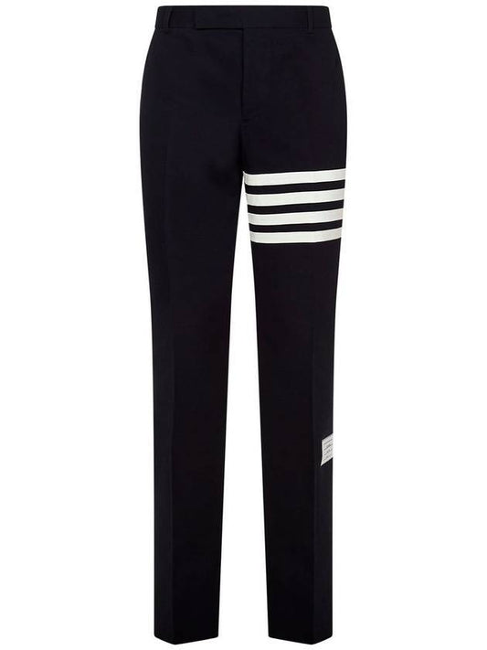 4 Bar Cotton Straight Pants Navy - THOM BROWNE - BALAAN 1