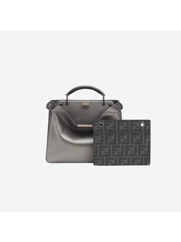 Peekaboo ISeeU Mini Leather Tote Bag Grey - FENDI - BALAAN 3