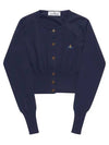 Bea ORB Embroidered Logo Crop Cardigan Dark Blue - VIVIENNE WESTWOOD - BALAAN 6