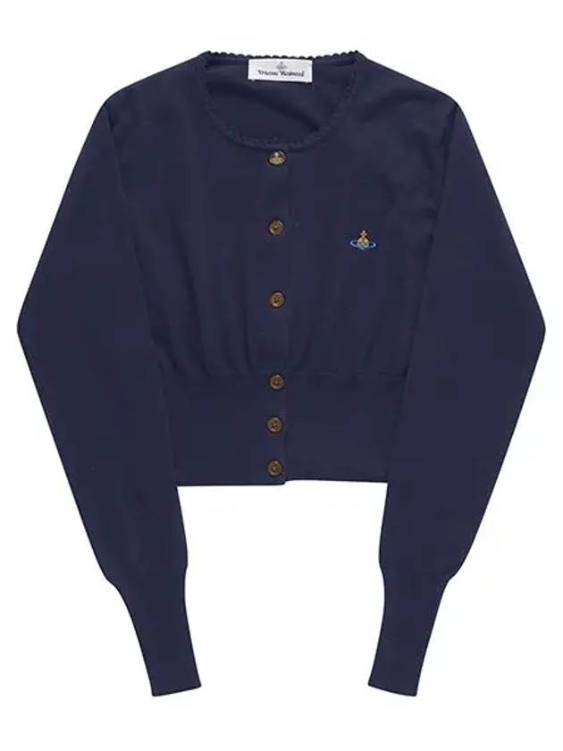 Bea ORB Embroidered Logo Crop Cardigan Dark Blue - VIVIENNE WESTWOOD - BALAAN 4