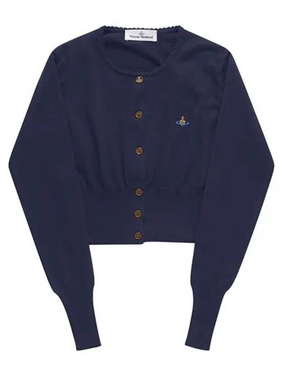 Bea ORB Embroidered Logo Crop Cardigan Dark Blue - VIVIENNE WESTWOOD - BALAAN 2