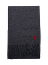 Small Heart Logo Classic Wool Scarf Dark Grey - AMI - BALAAN 2