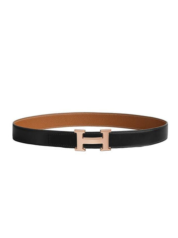 H Buckle Reversible 32Mm Leather Belt Noir Brown - HERMES - BALAAN 1