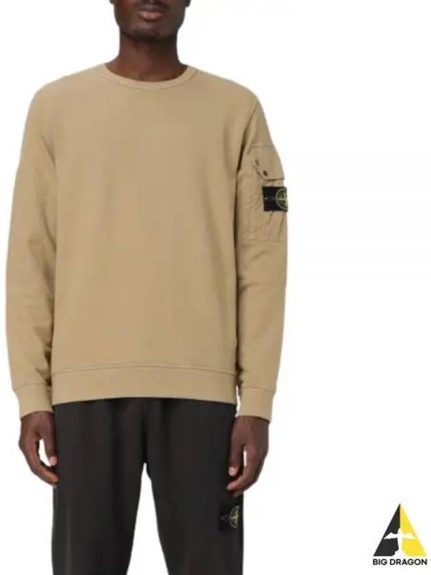 Brushed Organic Cotton Fleece Sweatshirt Beige - STONE ISLAND - BALAAN 2