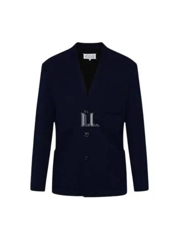 Men's Milano Stitch Wool Jacket Navy - MAISON MARGIELA - BALAAN 2