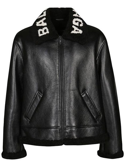 leather shearling jacket black - BALENCIAGA - BALAAN.