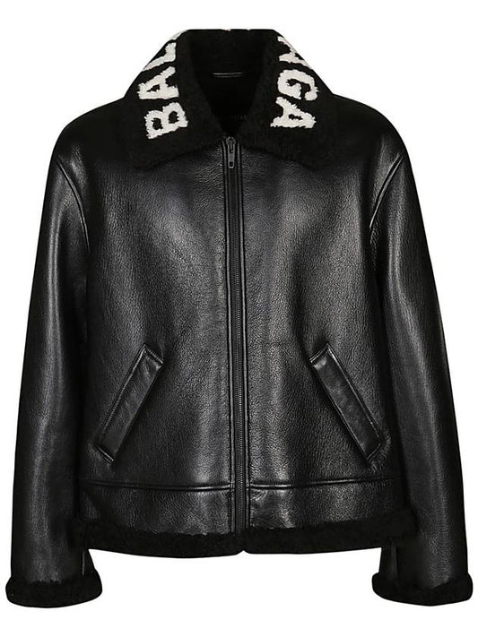 leather shearling jacket black - BALENCIAGA - BALAAN 1