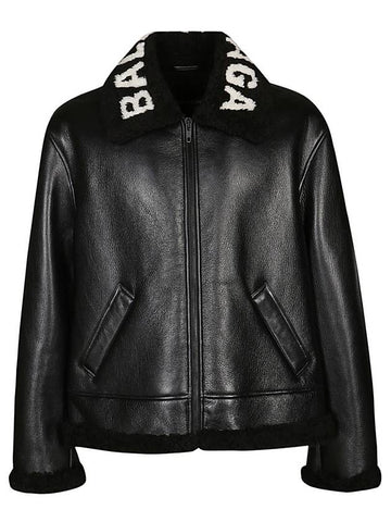 leather shearling jacket black - BALENCIAGA - BALAAN 1
