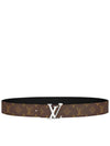 Men's LV Initiales Reversible Monogram Canvas Leather Belt Black Brown - LOUIS VUITTON - BALAAN 2