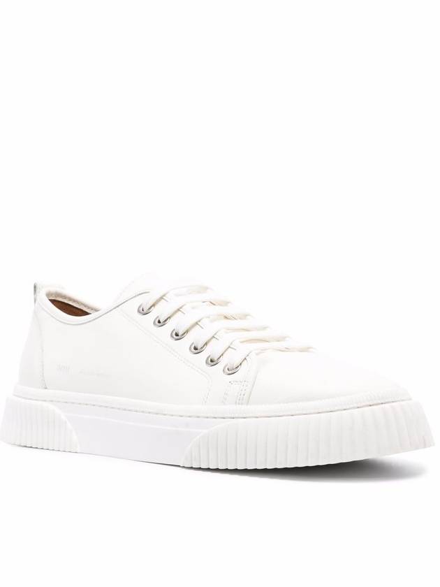 Lace Up Logo Leather Low Top Sneakers White - AMI - BALAAN 3