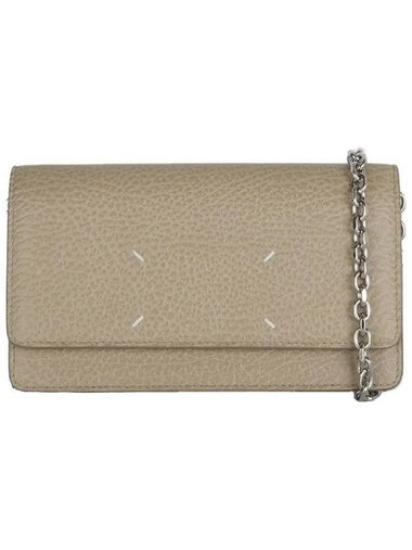 Stitched Chain Leather Cross Bag Beige - MAISON MARGIELA - BALAAN 1