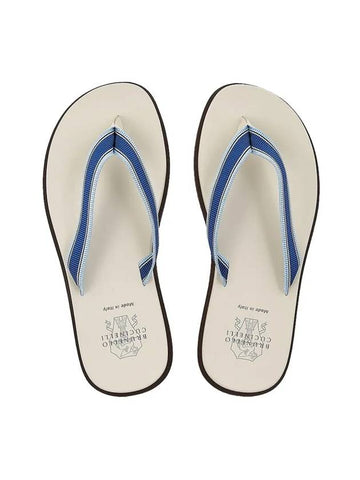 Rubber Flip Flops Blue Cream - BRUNELLO CUCINELLI - BALAAN 1