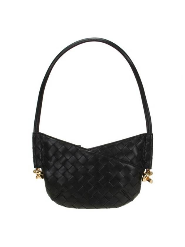 Solstice Intrecciato Mini Leather Shoulder Bag Black - BOTTEGA VENETA - BALAAN 1