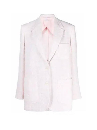 Hop Sack Check Tweed Crop Jacket Pink - THOM BROWNE - BALAAN 2