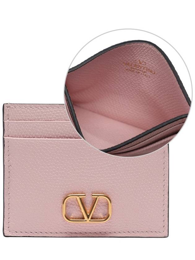 V Logo Signature Card Wallet Baby Pink - VALENTINO - BALAAN 2