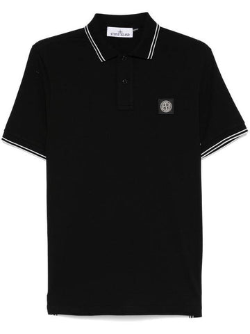 Logo Badge Polo Shirt Black - STONE ISLAND - BALAAN 1