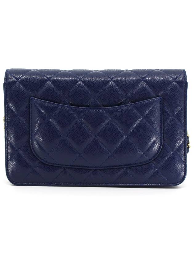 Classic Grained Calfskin Chain Wallet Navy - CHANEL - BALAAN 4