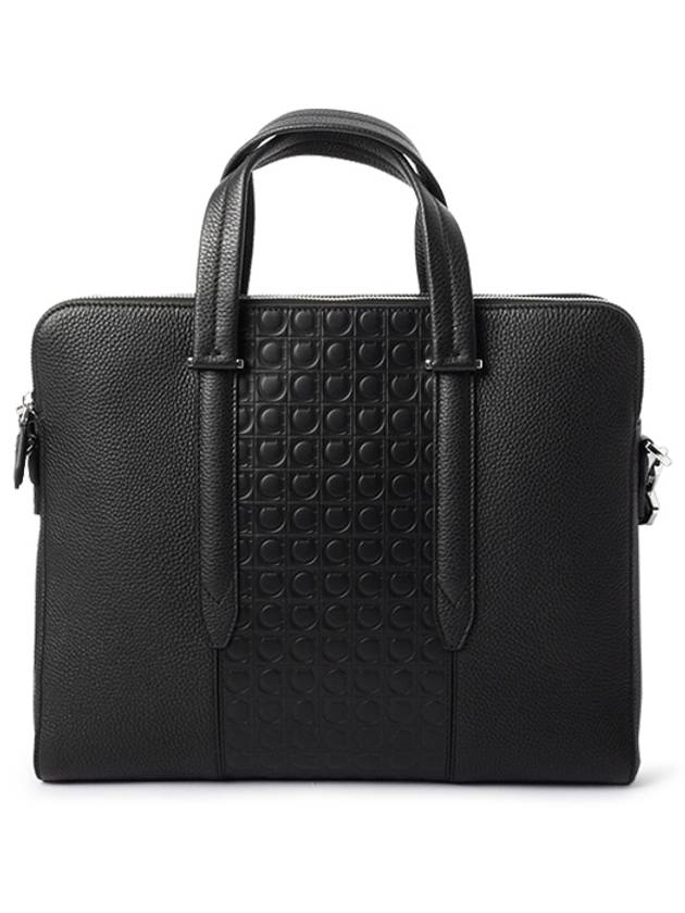 Gancini Leather Brief Case Black - SALVATORE FERRAGAMO - BALAAN 2