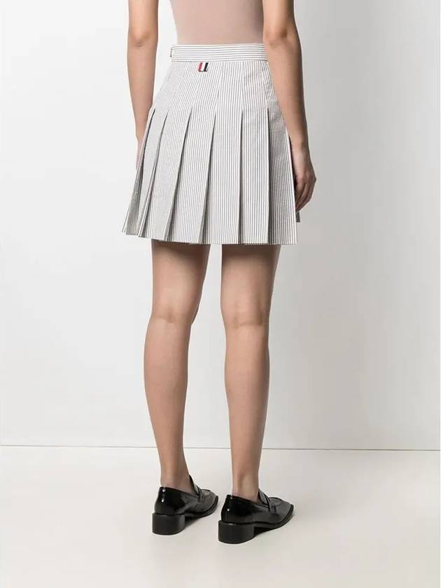 Women's Mini Drop Back Seersucker Pleated Skirt Grey - THOM BROWNE - BALAAN 6