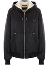 Triangle Logo Re-Nylon Zip Up Hoodie Black - PRADA - BALAAN 2