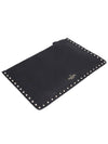 Rockstud Soft Grain Clutch Bag Black - VALENTINO - BALAAN 6