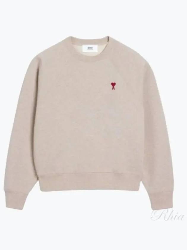 Small Heart Logo Sweatshirt Beige - AMI - BALAAN 2