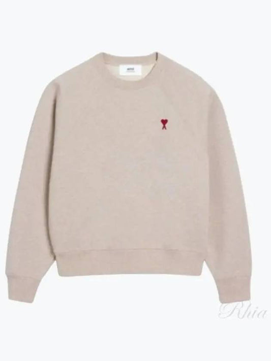 Small Heart Logo Sweatshirt Beige - AMI - BALAAN 2