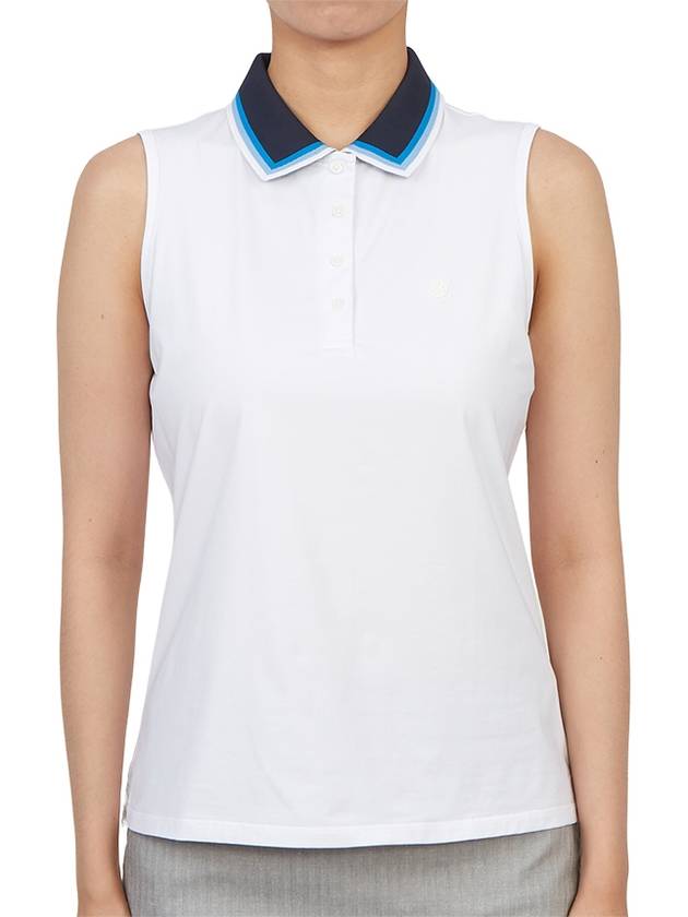 Women's Gradient Collar Silky Tech Nylon Sleeveless Polo Shirt Snow - G/FORE - BALAAN 2