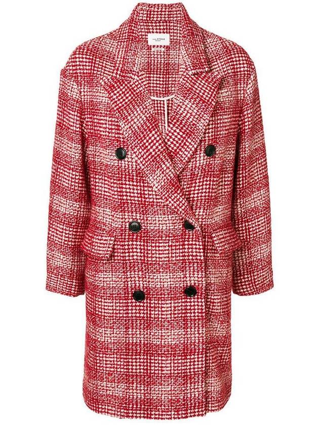 11Th Anniversary Ebra Check Double Coat Red - ISABEL MARANT - BALAAN 1