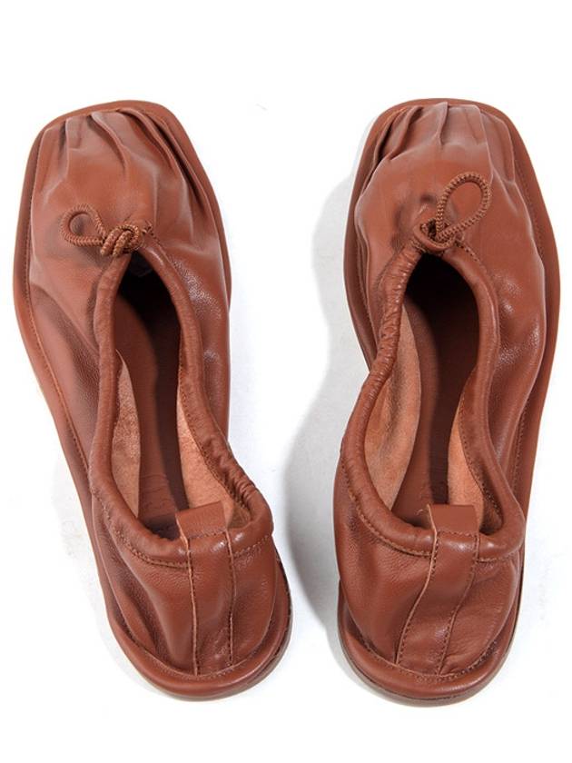 Women's Punterra Leather Ballerina Chestnut - HEREU - BALAAN.