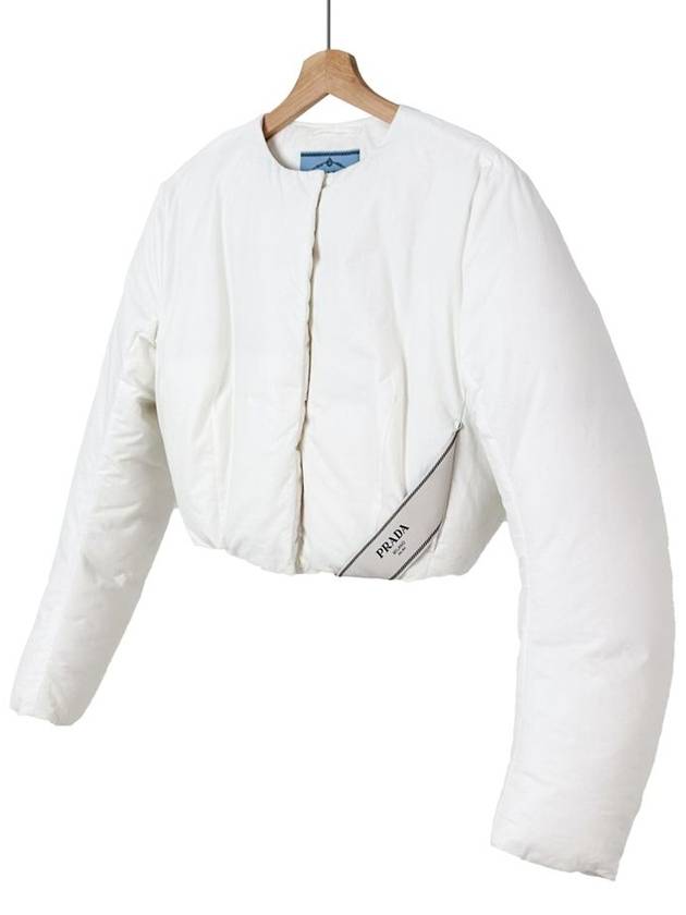 38 Prada Women s Triangle Logo Cotton Crop Down Padded Jacket White - PRADA - BALAAN 1