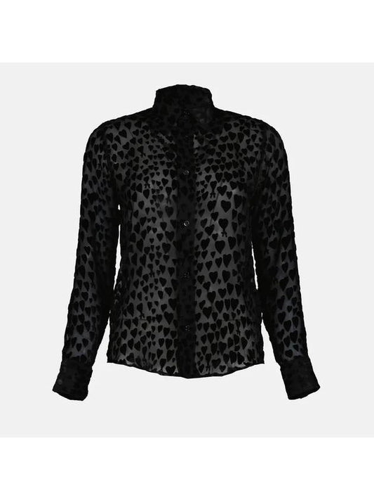 Velvet Heart Pattern Blouse Black - AMI - BALAAN 1