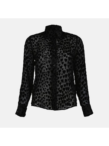 Velvet Heart Pattern Blouse Black - AMI - BALAAN 1