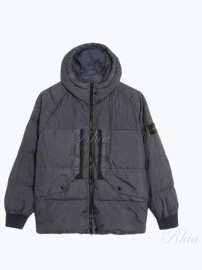 Garment Dyed Crinkle Reps Recycled Nylon Hoodie Padding Grey - STONE ISLAND - BALAAN 2