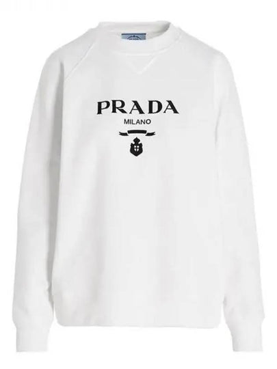 Logo Cotton Sweatshirt White - PRADA - BALAAN 2