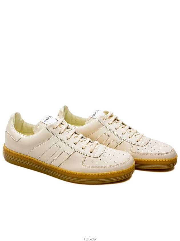 Logo Leather Low-Top Sneakers White - TOM FORD - BALAAN 4