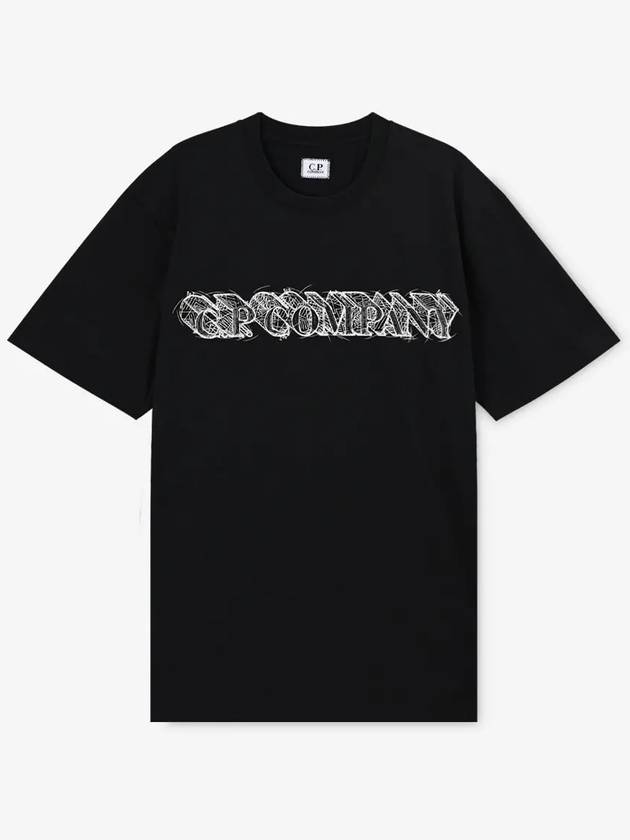 Graphic Logo Print Cotton Jersey Short Sleeve T-Shirt Black - CP COMPANY - BALAAN 3